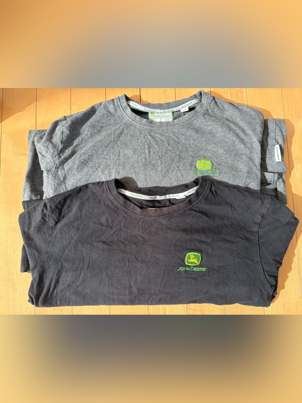 Two John Deere Long Sleeve Shirts